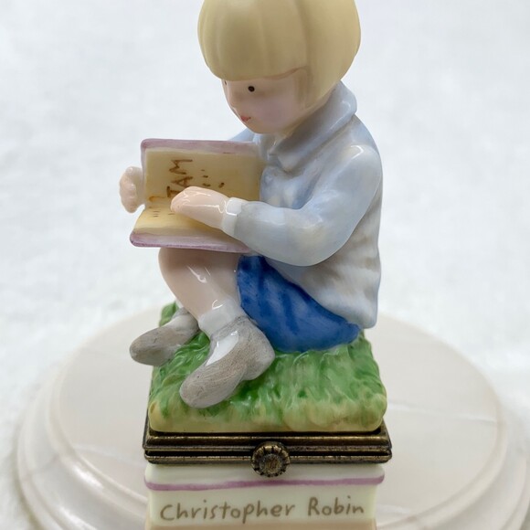 Disney Classic Pooh Christopher Robin Porcelain Hinged Trinket Box Vintage 90s - Picture 10 of 13